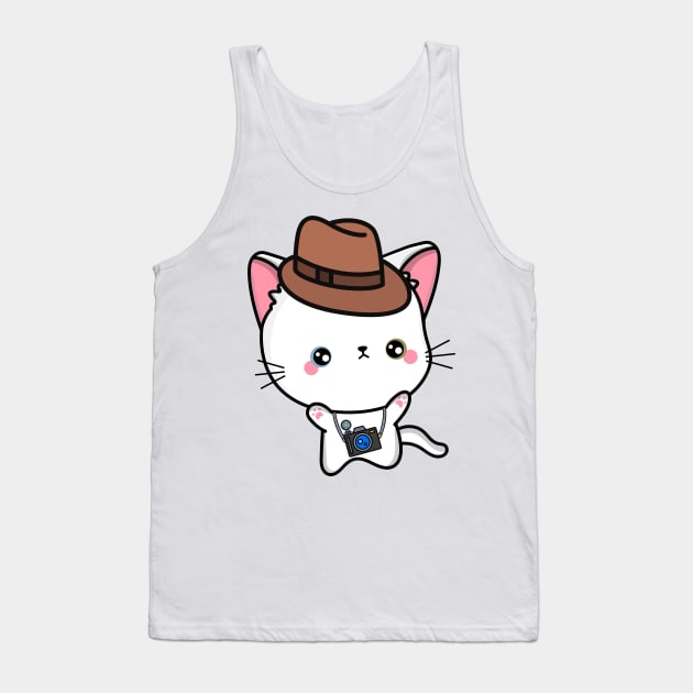 Funny angora cat is holding a camera Tank Top by Pet Station